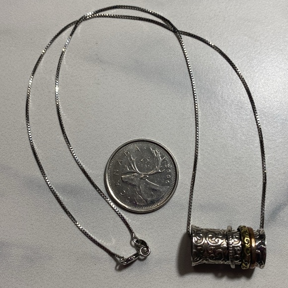 Mixed metal spinner pendant necklace 925 sterling silver - Picture 9 of 9